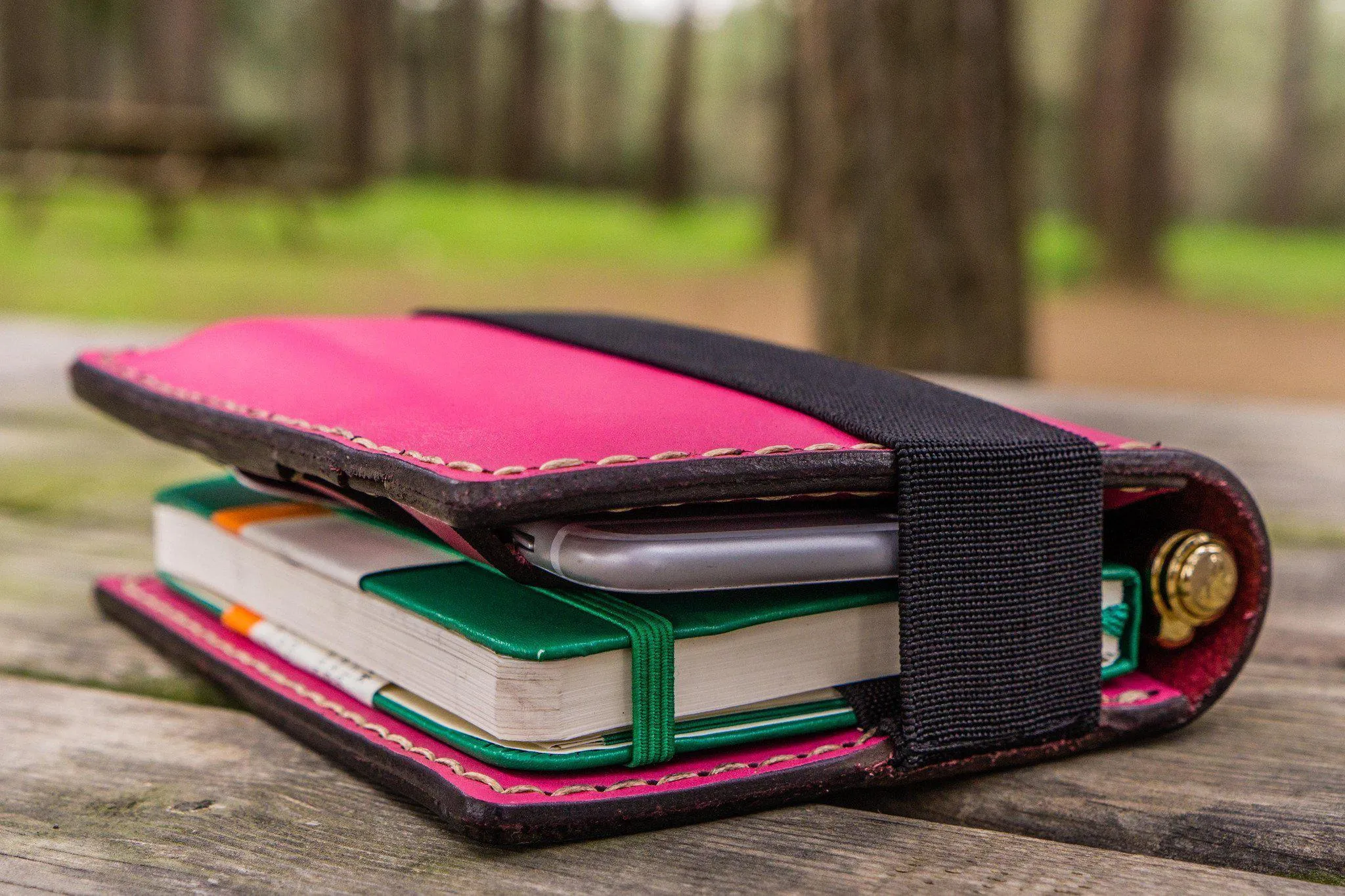 Leather Pocket Moleskine Journal Cover - Pink