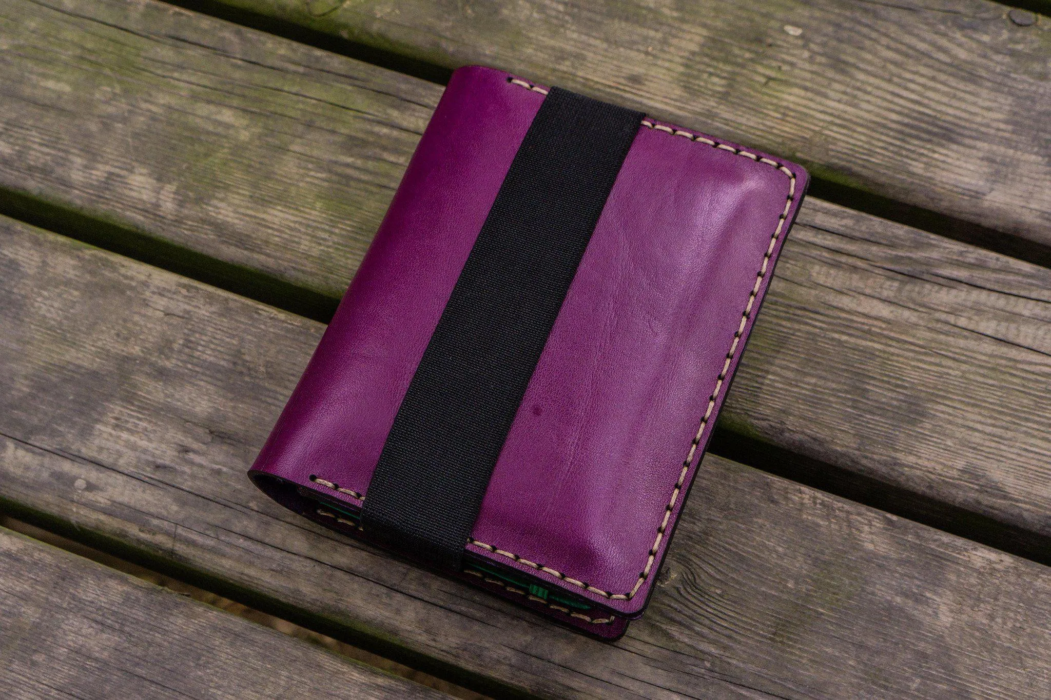 Leather Pocket Moleskine Journal Cover - Purple