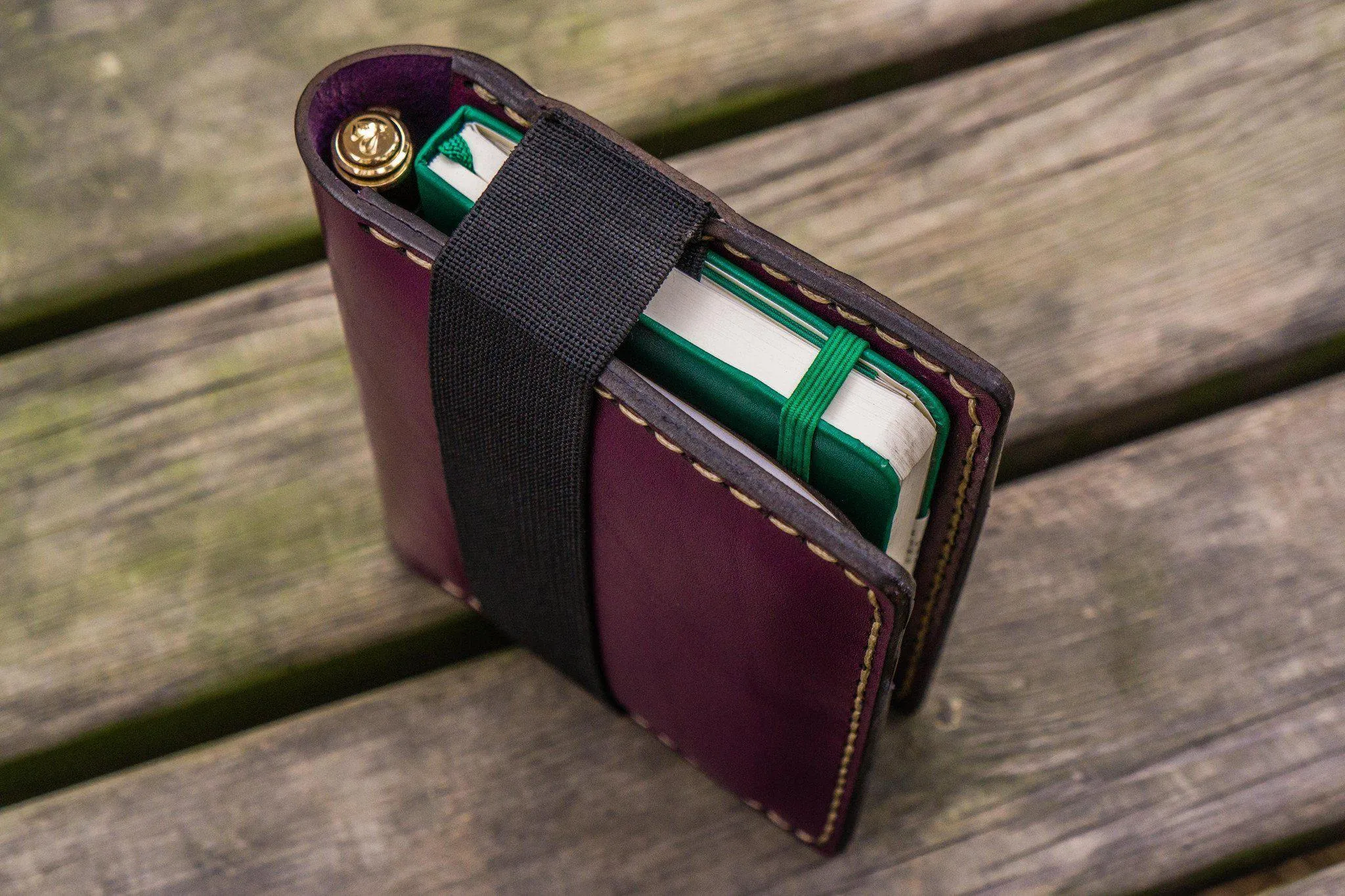 Leather Pocket Moleskine Journal Cover - Purple