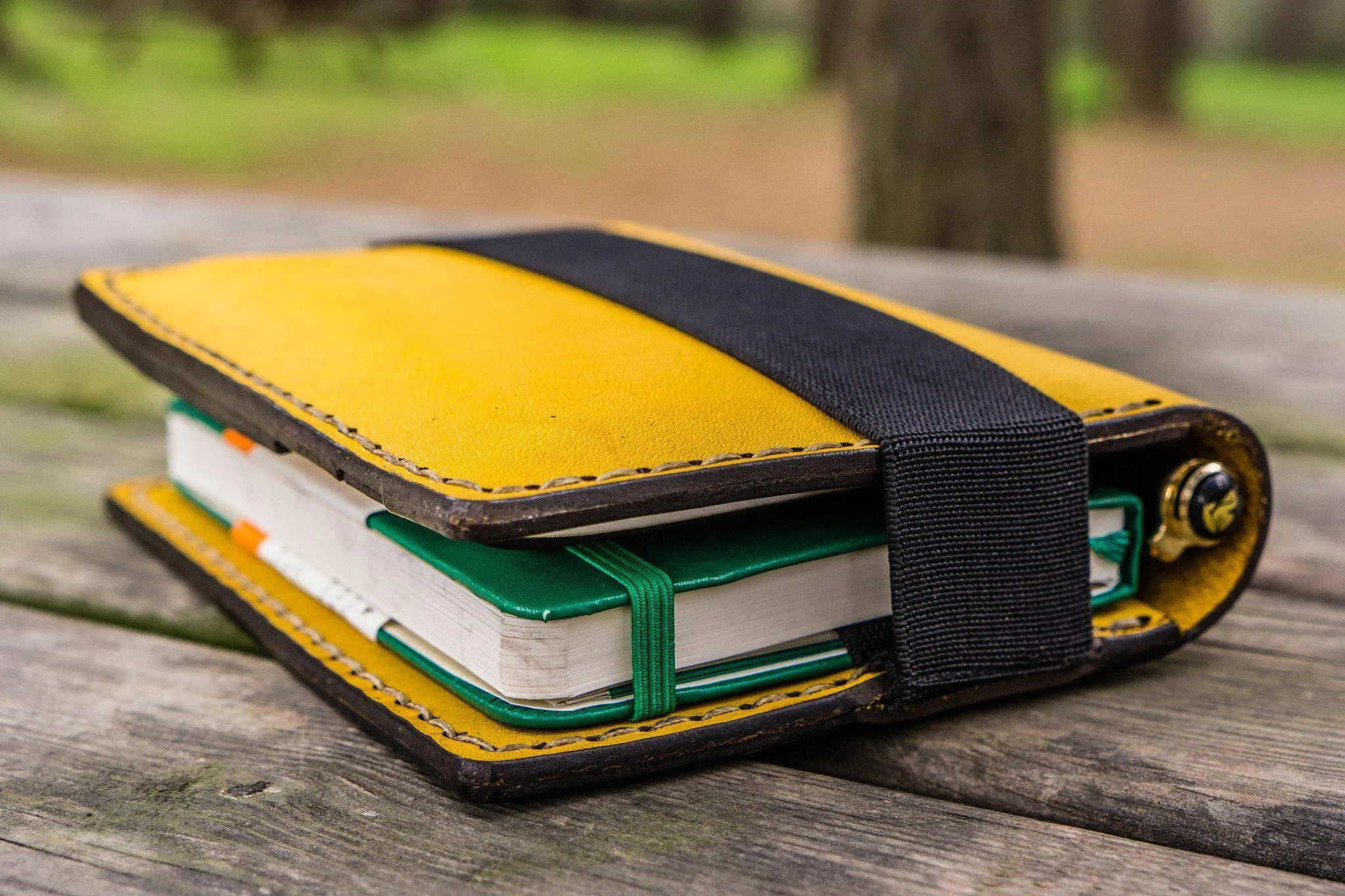 Leather Pocket Moleskine Journal Cover - Yellow