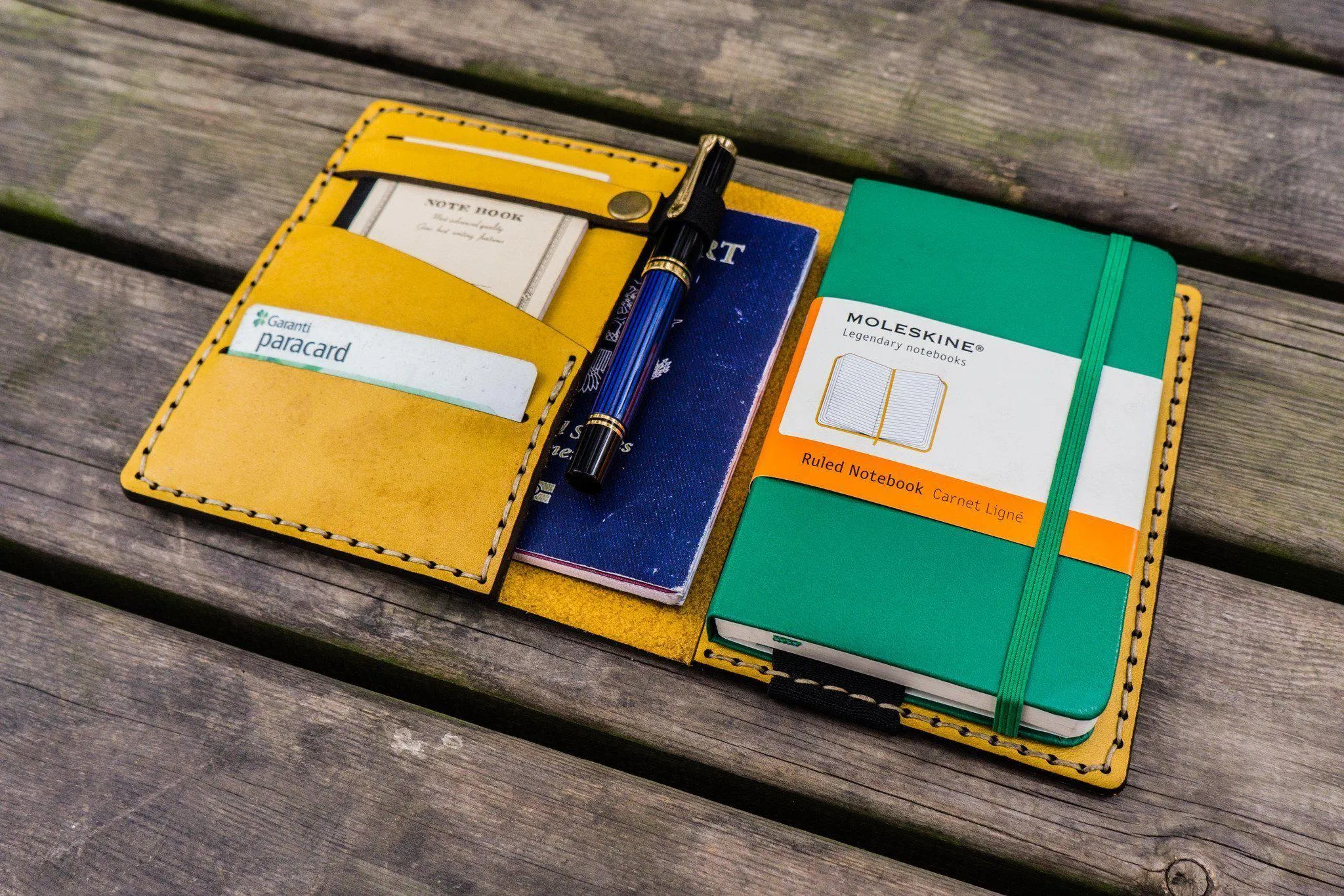 Leather Pocket Moleskine Journal Cover - Yellow