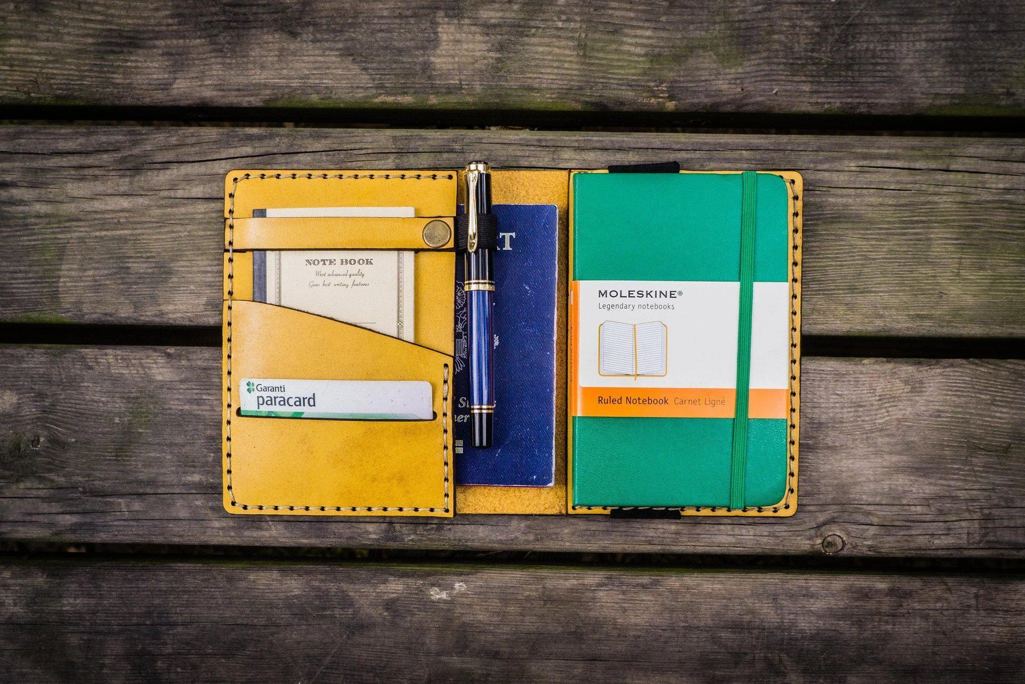 Leather Pocket Moleskine Journal Cover - Yellow