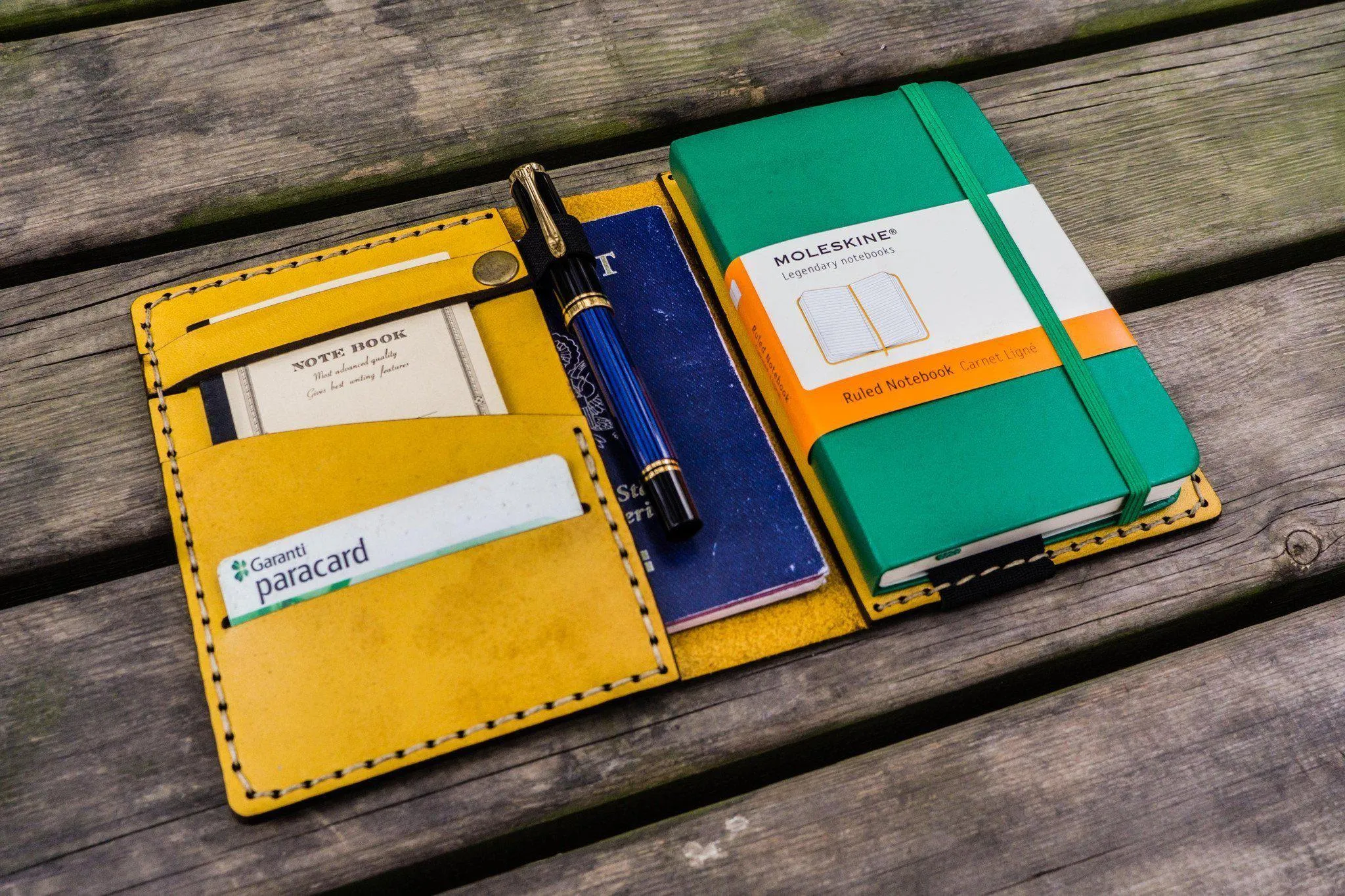 Leather Pocket Moleskine Journal Cover - Yellow