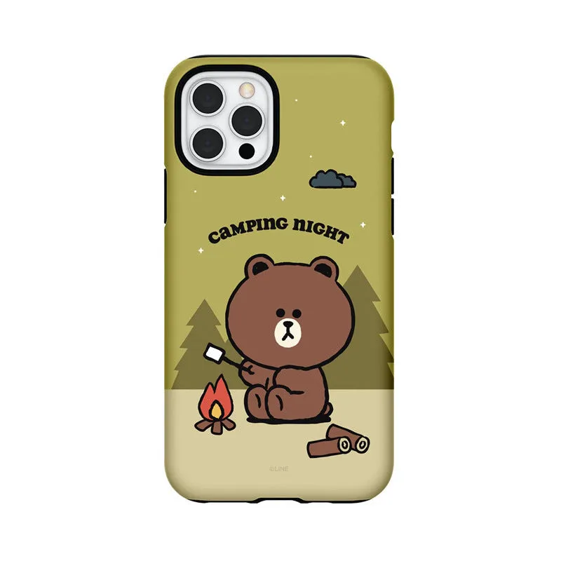 Line Friends Camping Night Dual Layer TPU PC Shockproof Guard Up Combo Case Cover