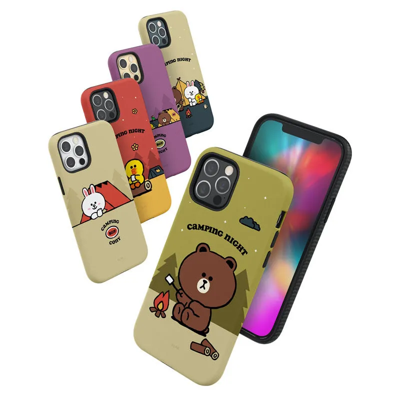 Line Friends Camping Night Dual Layer TPU PC Shockproof Guard Up Combo Case Cover