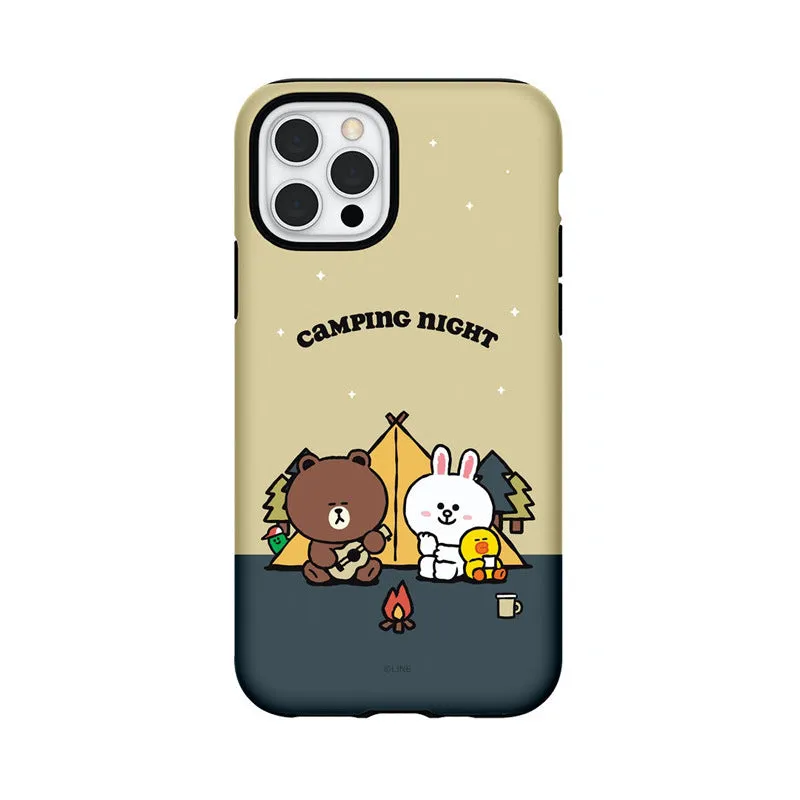 Line Friends Camping Night Dual Layer TPU PC Shockproof Guard Up Combo Case Cover