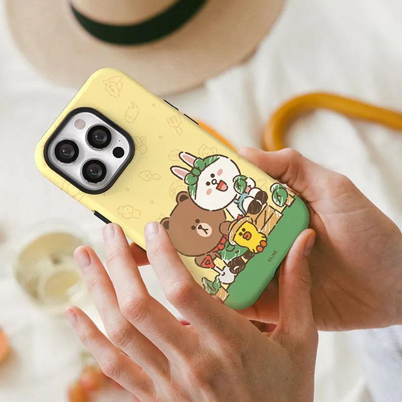 Line Friends Garden Dual Layer TPU PC Shockproof Guard Up Combo Case Cover