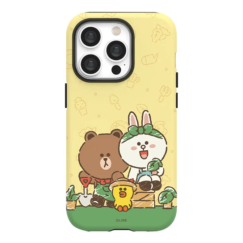 Line Friends Garden Dual Layer TPU PC Shockproof Guard Up Combo Case Cover