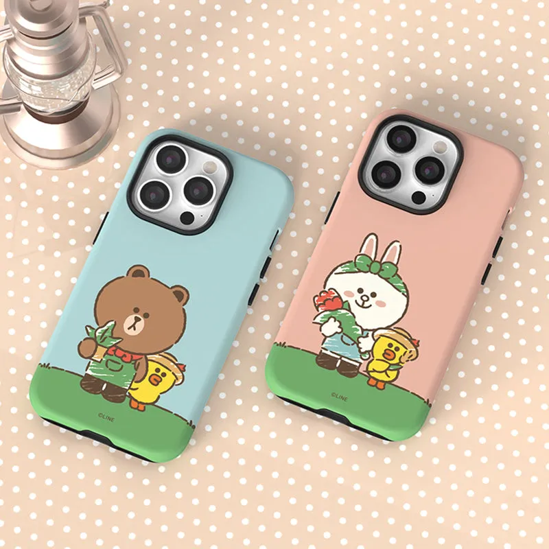 Line Friends Garden Dual Layer TPU PC Shockproof Guard Up Combo Case Cover