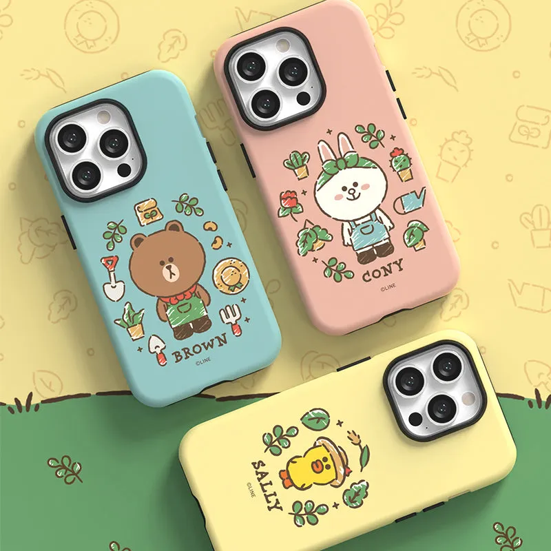 Line Friends Garden Dual Layer TPU PC Shockproof Guard Up Combo Case Cover