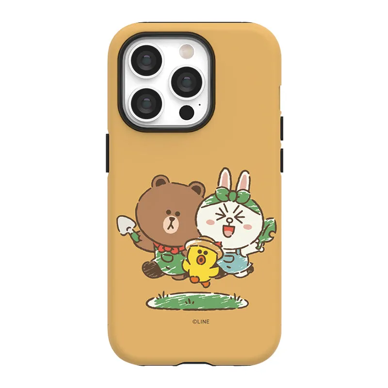 Line Friends Garden Dual Layer TPU PC Shockproof Guard Up Combo Case Cover