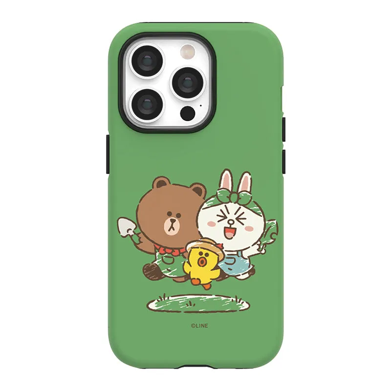 Line Friends Garden Dual Layer TPU PC Shockproof Guard Up Combo Case Cover