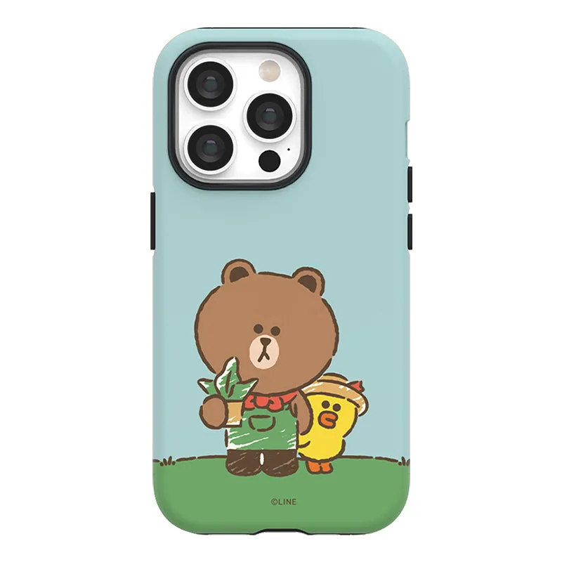 Line Friends Garden Dual Layer TPU PC Shockproof Guard Up Combo Case Cover