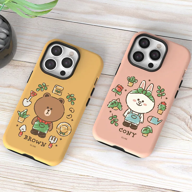 Line Friends Garden Dual Layer TPU PC Shockproof Guard Up Combo Case Cover