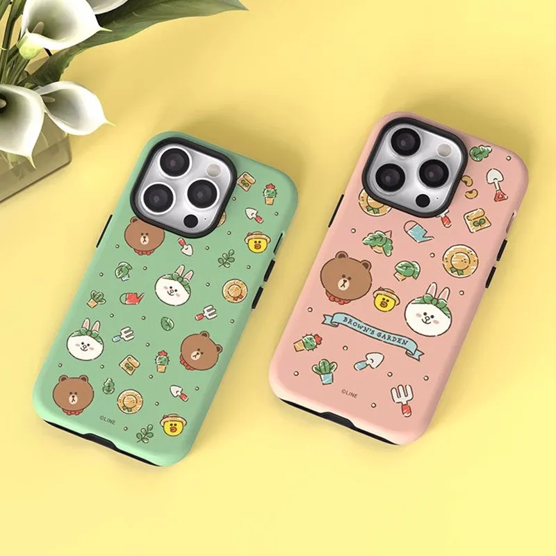 Line Friends Garden Dual Layer TPU PC Shockproof Guard Up Combo Case Cover