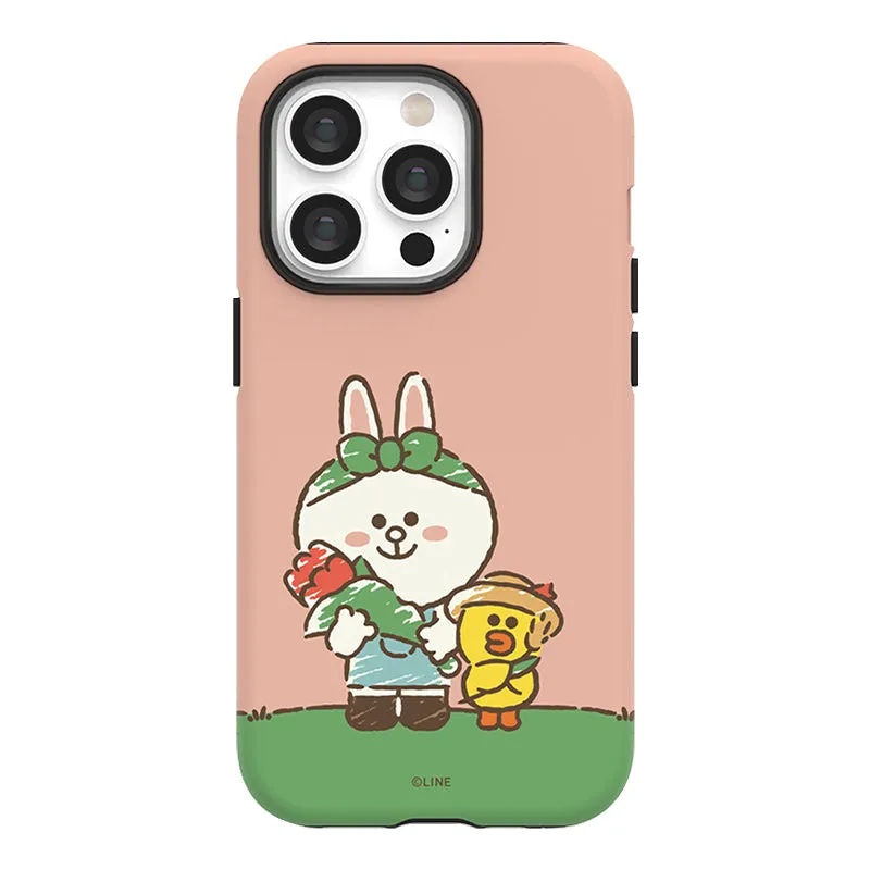 Line Friends Garden Dual Layer TPU PC Shockproof Guard Up Combo Case Cover