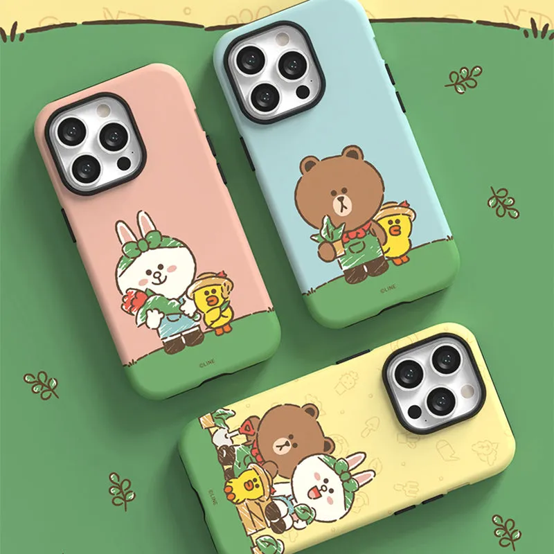 Line Friends Garden Dual Layer TPU PC Shockproof Guard Up Combo Case Cover