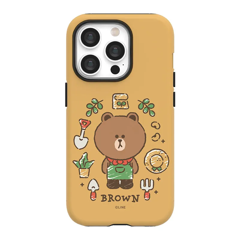 Line Friends Garden Dual Layer TPU PC Shockproof Guard Up Combo Case Cover