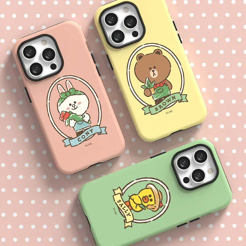 Line Friends Garden Dual Layer TPU PC Shockproof Guard Up Combo Case Cover