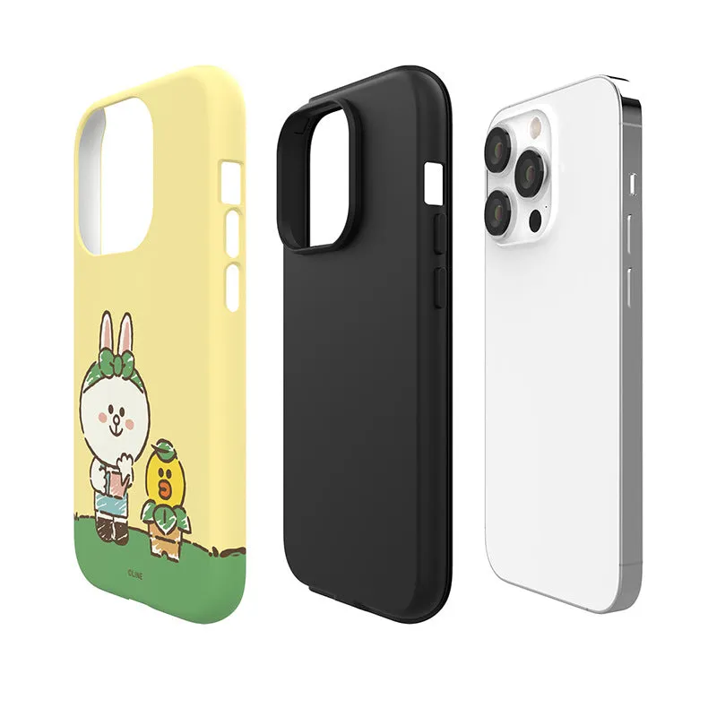 Line Friends Garden Dual Layer TPU PC Shockproof Guard Up Combo Case Cover