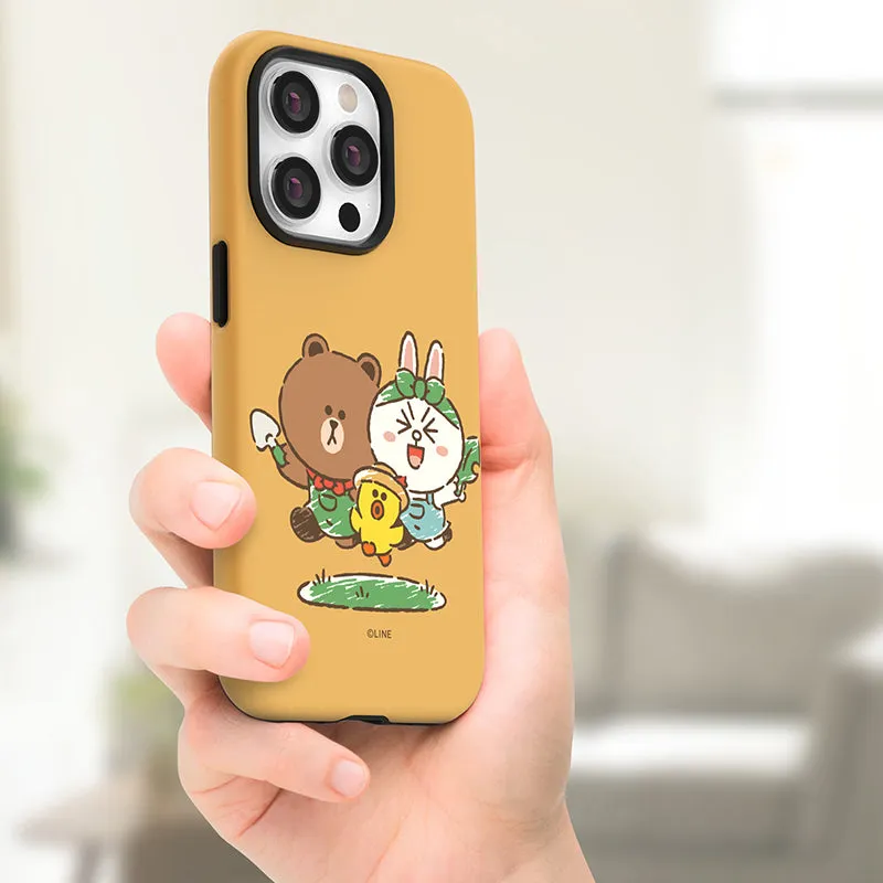 Line Friends Garden Dual Layer TPU PC Shockproof Guard Up Combo Case Cover