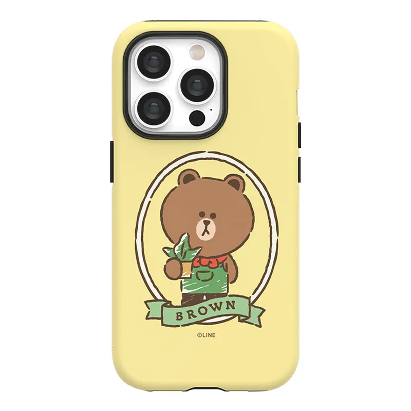 Line Friends Garden Dual Layer TPU PC Shockproof Guard Up Combo Case Cover