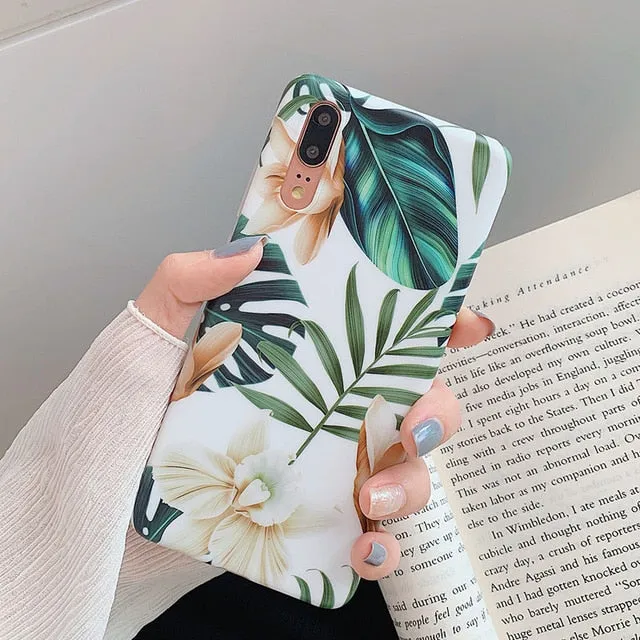 LOVECOM Vintage Flower Banana Leaf Phone Cases For Huawei Mate 30 Lite P20 P30 Pro Lite Mate 20 Lite Soft IMD Full Body Back Cover Gift