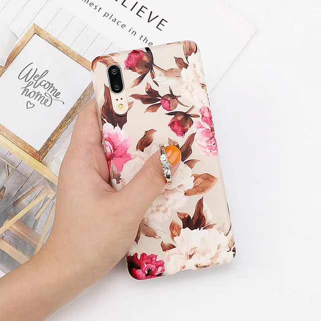 LOVECOM Vintage Flower Banana Leaf Phone Cases For Huawei Mate 30 Lite P20 P30 Pro Lite Mate 20 Lite Soft IMD Full Body Back Cover Gift