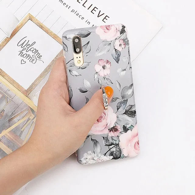 LOVECOM Vintage Flower Banana Leaf Phone Cases For Huawei Mate 30 Lite P20 P30 Pro Lite Mate 20 Lite Soft IMD Full Body Back Cover Gift