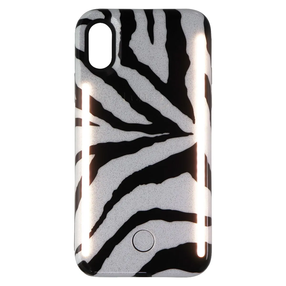 LuMee Duo Instafame LED Selfie Case for Apple iPhone Xs/X - Zebra / Glitter