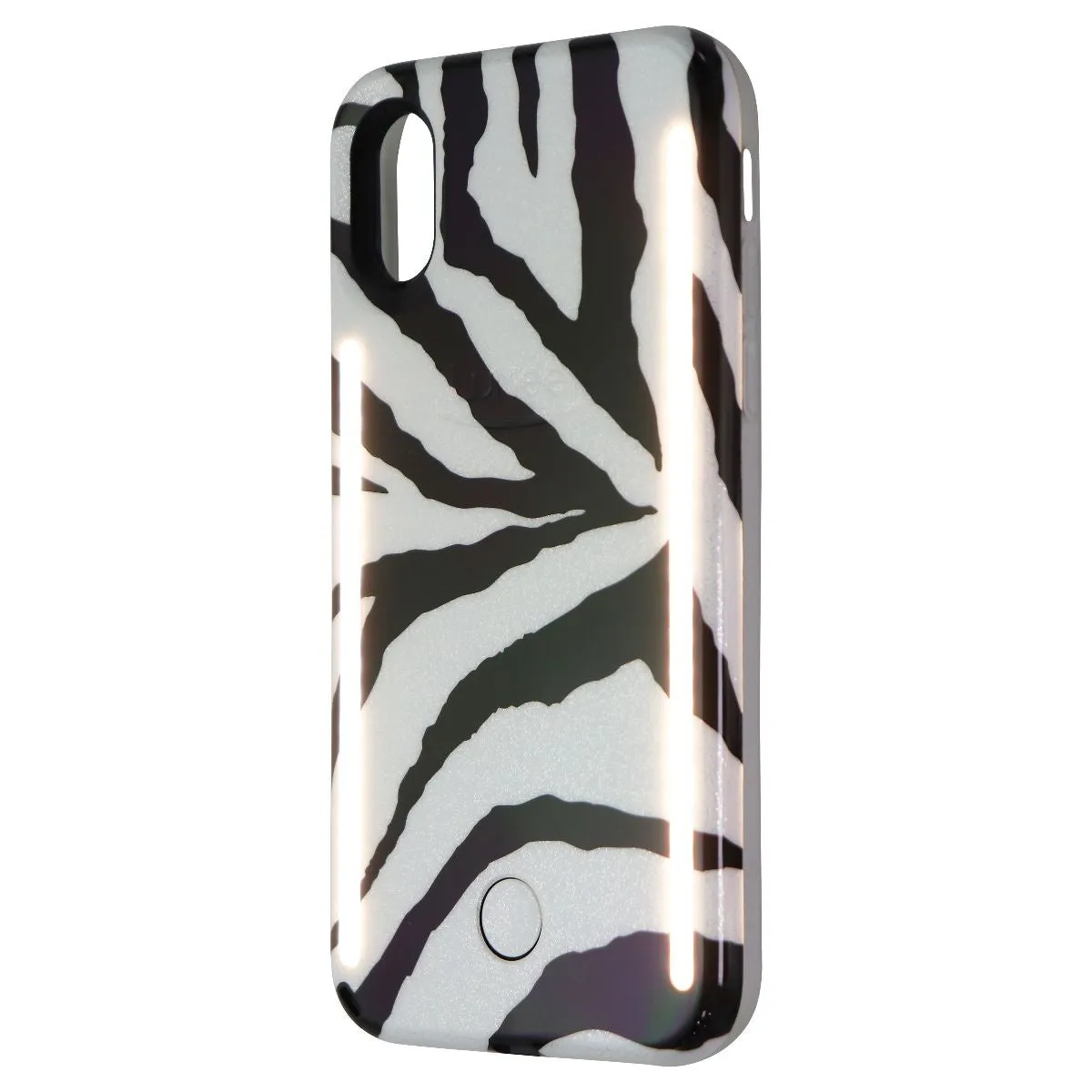 LuMee Duo Instafame LED Selfie Case for Apple iPhone Xs/X - Zebra / Glitter