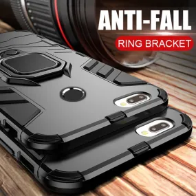 Luxury Armor Ring Case For Huawei P Smart Case Magnetic Anti-Fall Soft Edge Shockproof Full Back Case For Huawei P Smart case