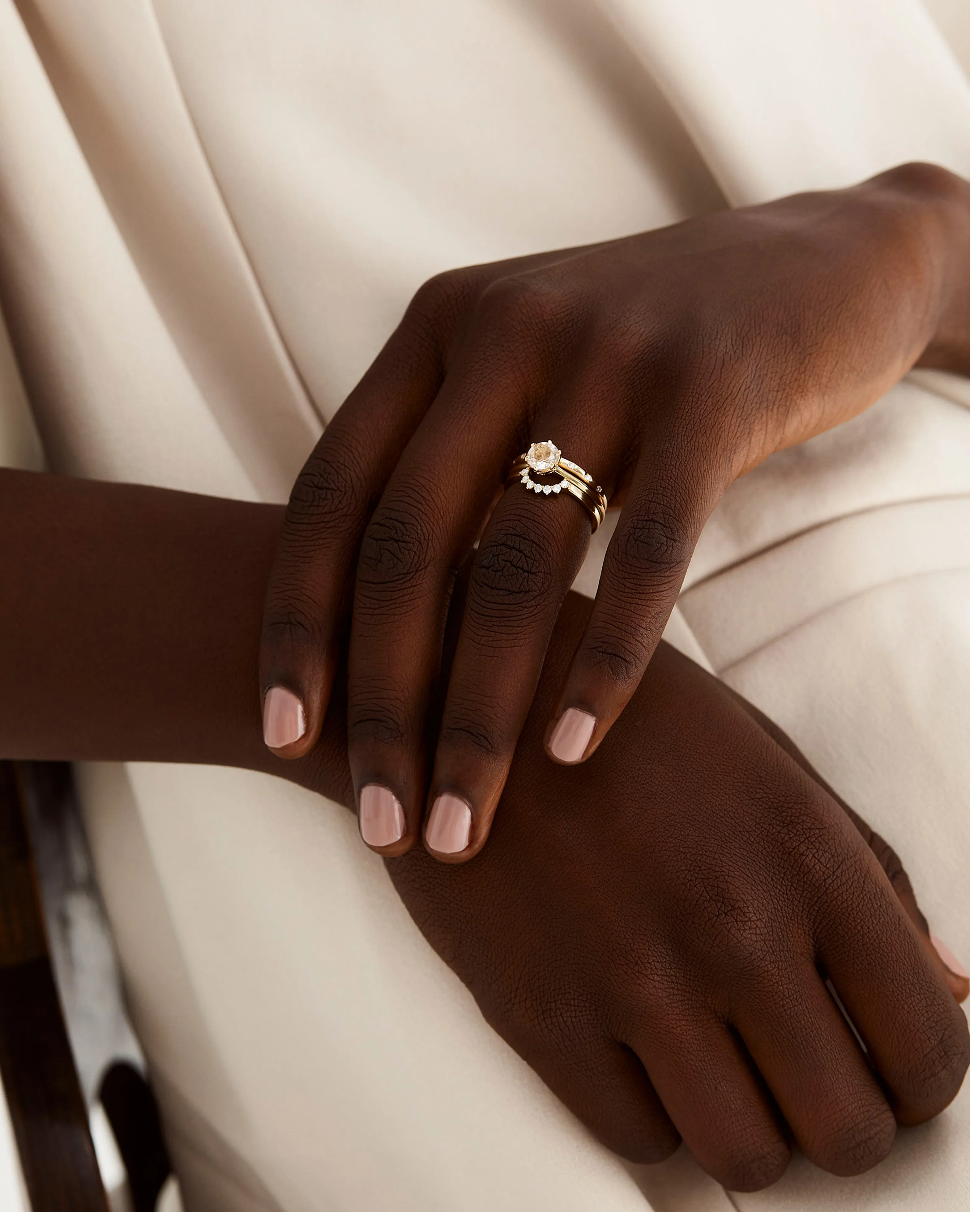 Mandala Solitaire Ring | Rutilated Quartz & Diamonds