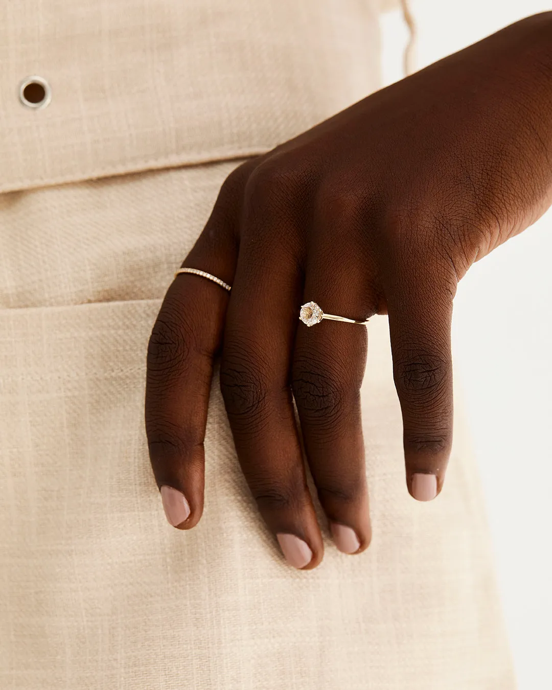 Mandala Solitaire Ring | Rutilated Quartz & Diamonds