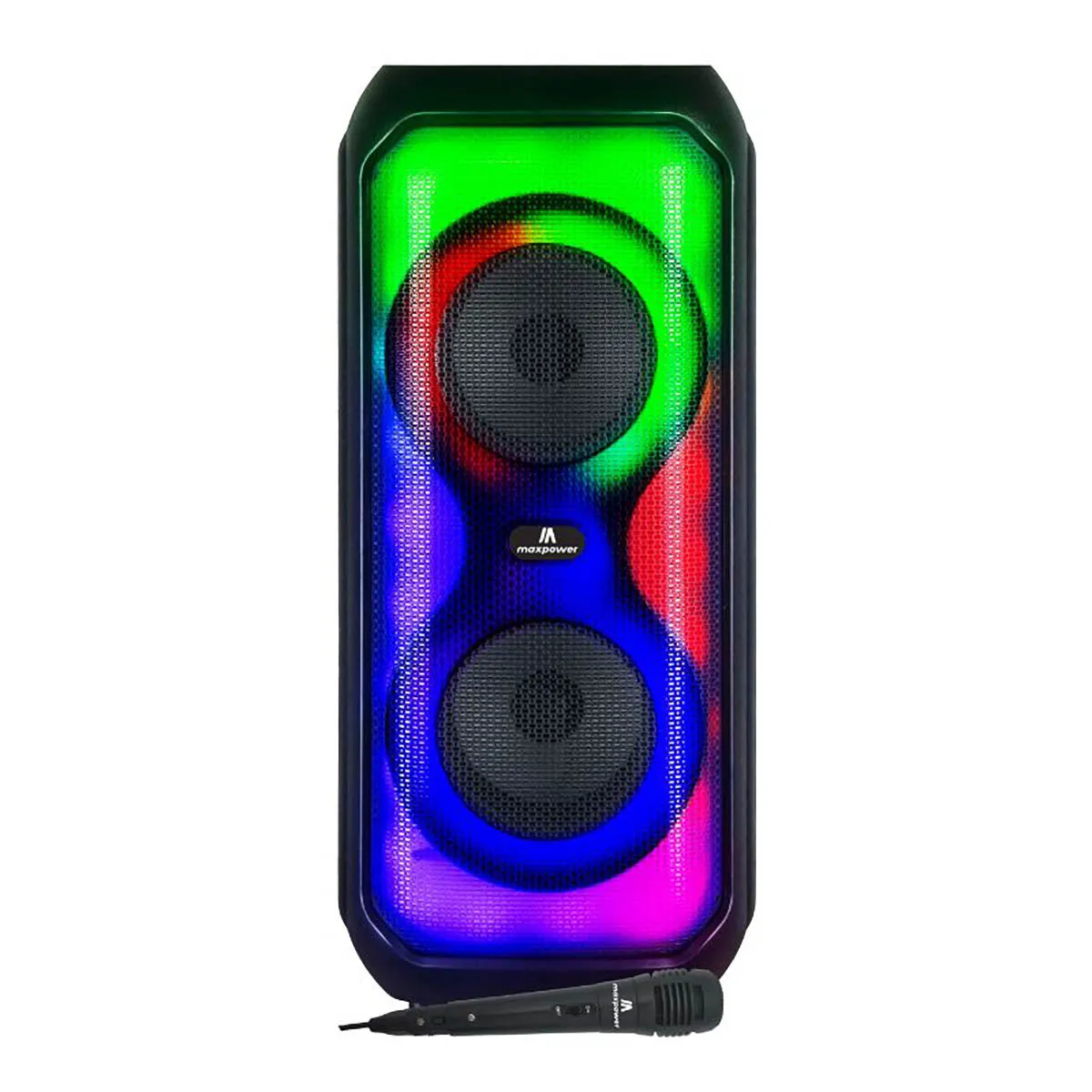 Max Power 4" X 2 Bluetooth Speaker W/ Mic For Karaoke & Different LED Light Modes - Black