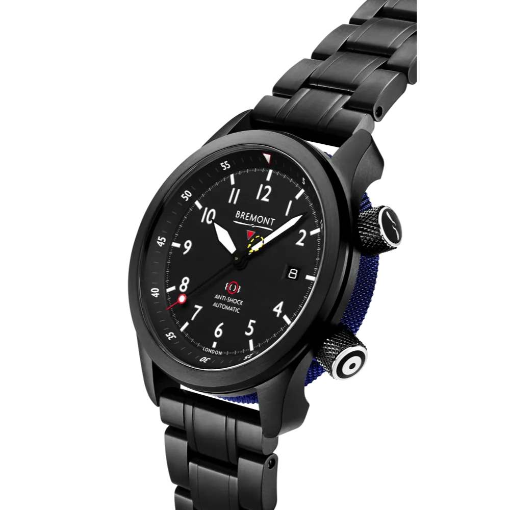 MBII Custom DLC, Black Dial with Blue Barrel & Closed Case Back