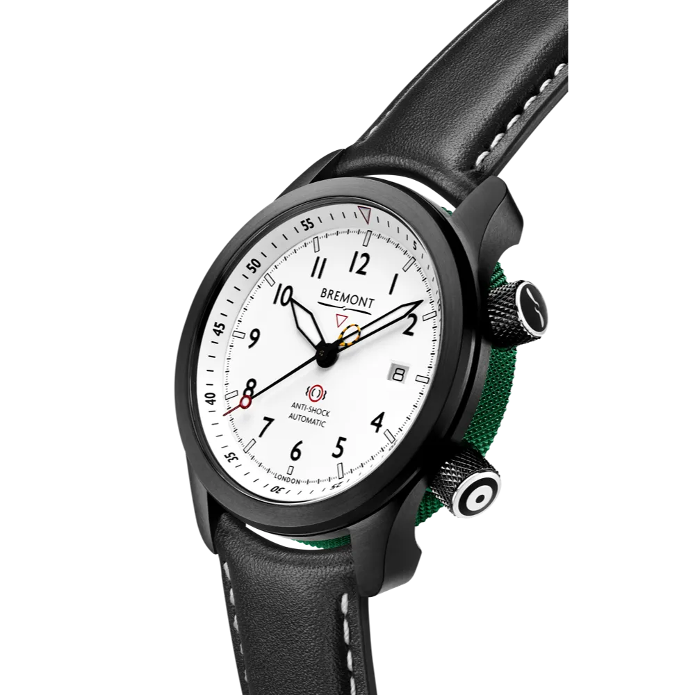 MBII Custom DLC, White Dial with Green Barrel & Closed Case Back