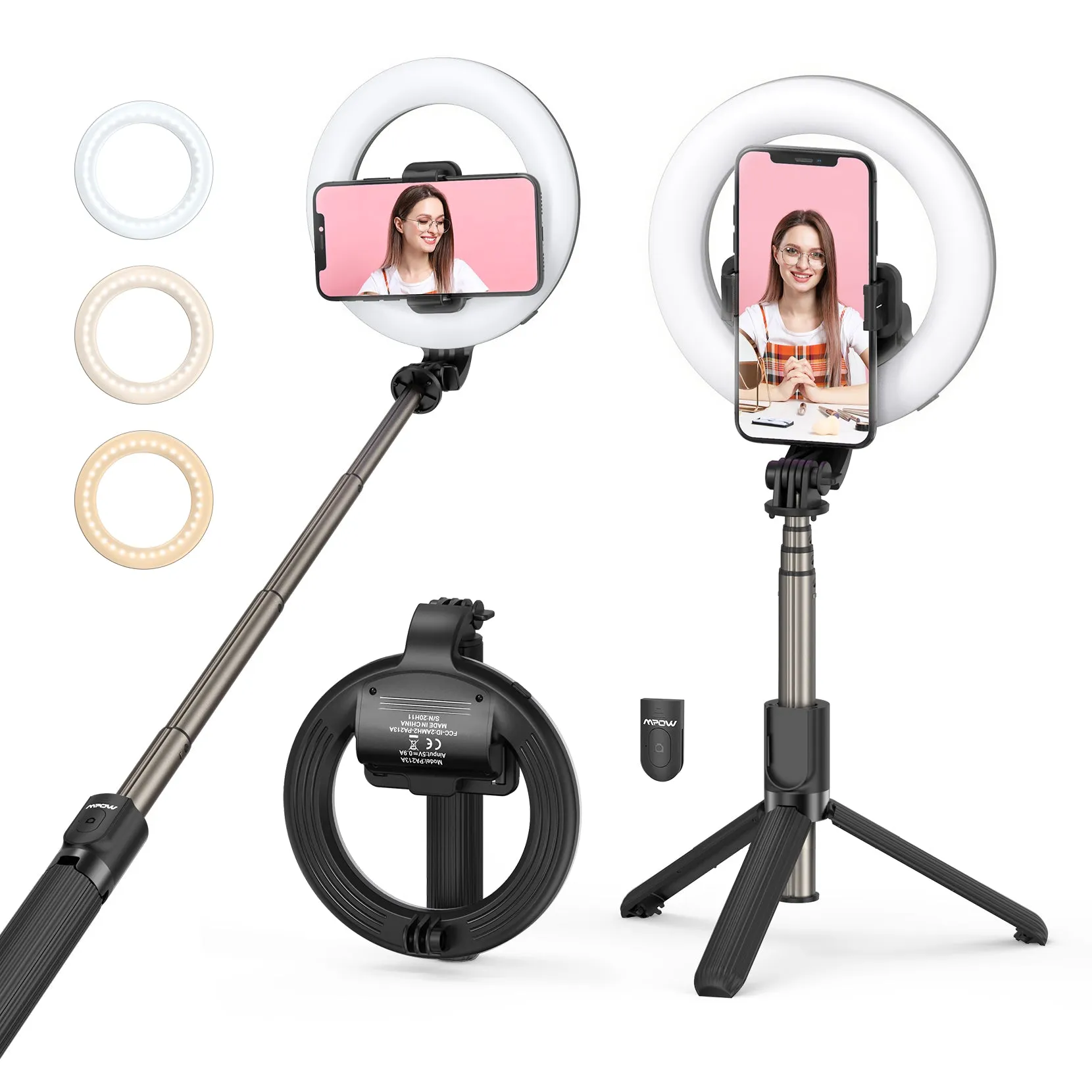 MPOW PA213A LED Ring Light with Selfie Tripod Stand & Phone Holder