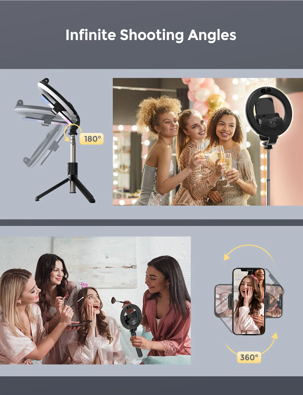 MPOW PA213A LED Ring Light with Selfie Tripod Stand & Phone Holder