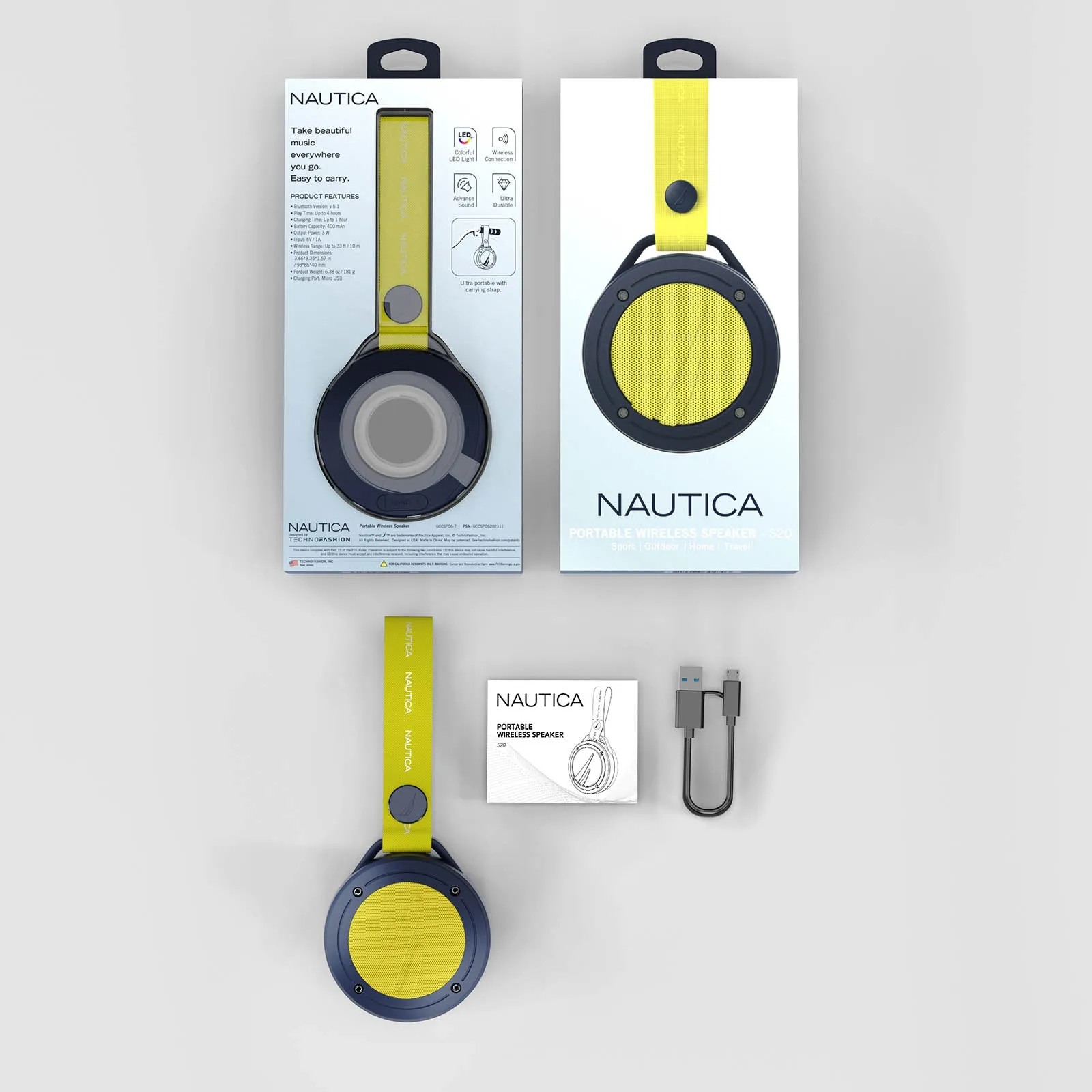 Nautica Portable Bluetooth Speaker S20 - Navy/Yellow