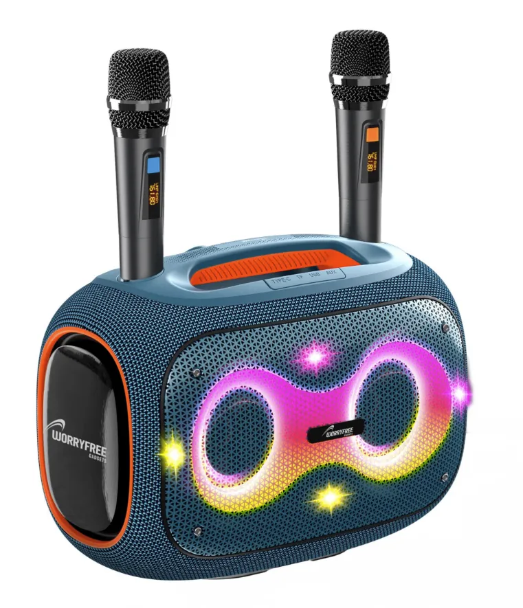 Party Box-Wireless 120W Portable Bluetooth Speaker Karaoke with a Tripod & Two Microphones, Black