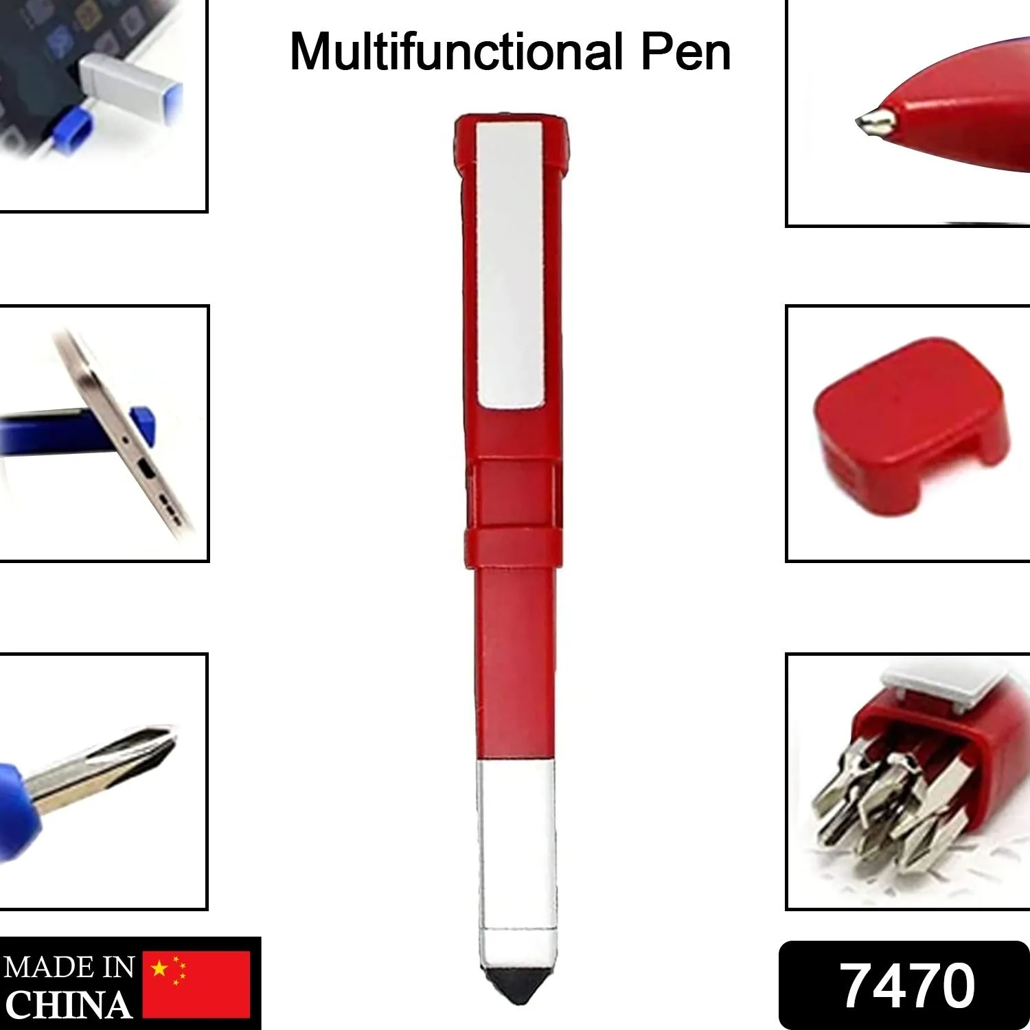 Pen-Shaped Phone Holder with Screwdriver Sets, Multi-Function Pen 4 in 1 Tech Tool Pen, Portable Phone Tools with Capacitive Stylus Ball Point Pen Mobile