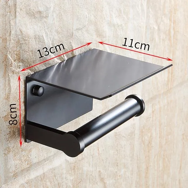 Self-adhesive Toilet Paper Holder With Shelf