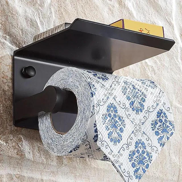 Self-adhesive Toilet Paper Holder With Shelf