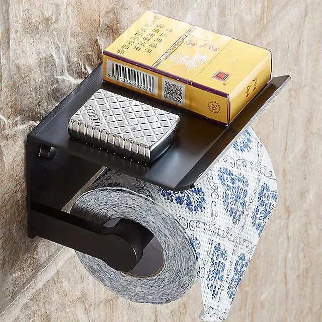 Self-adhesive Toilet Paper Holder With Shelf