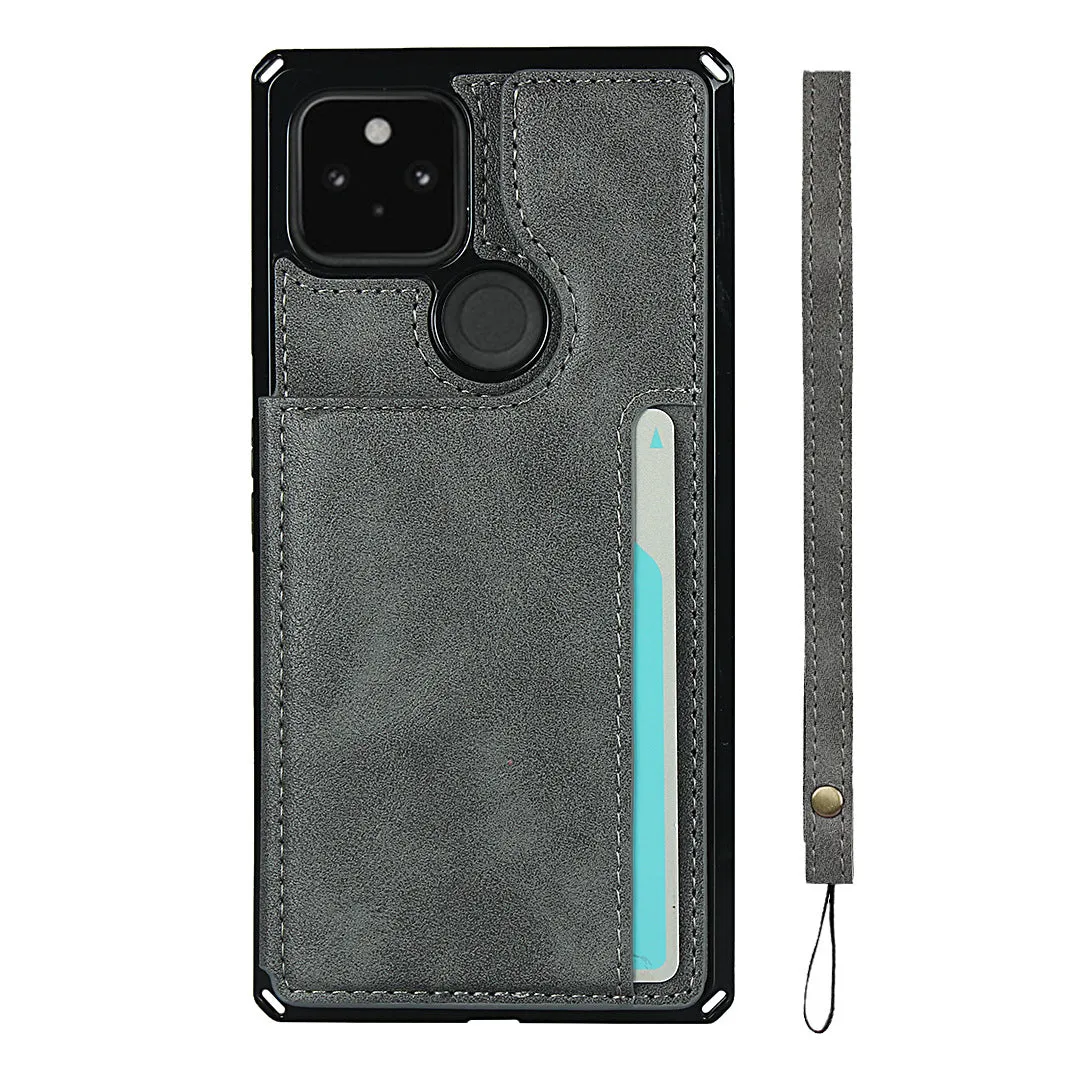 Shockproof phone case for Black Google Pixel 5, card slot wallet