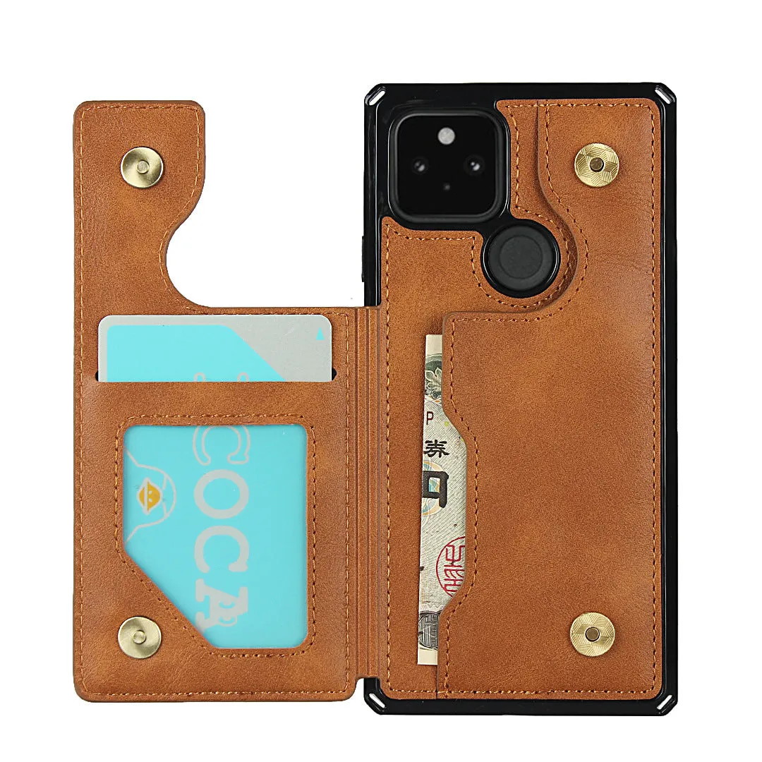 Shockproof phone case for Black Google Pixel 5, card slot wallet