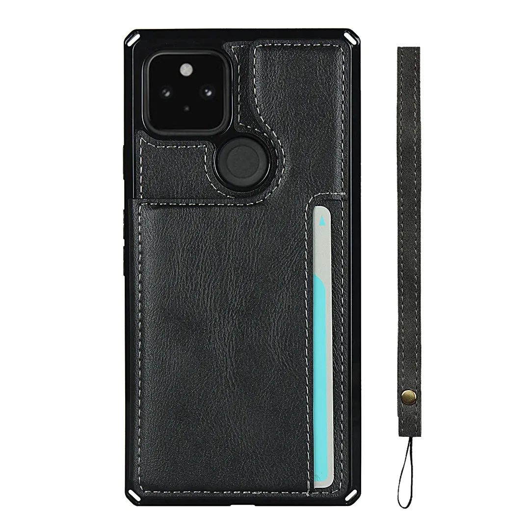 Shockproof phone case for Black Google Pixel 5, card slot wallet