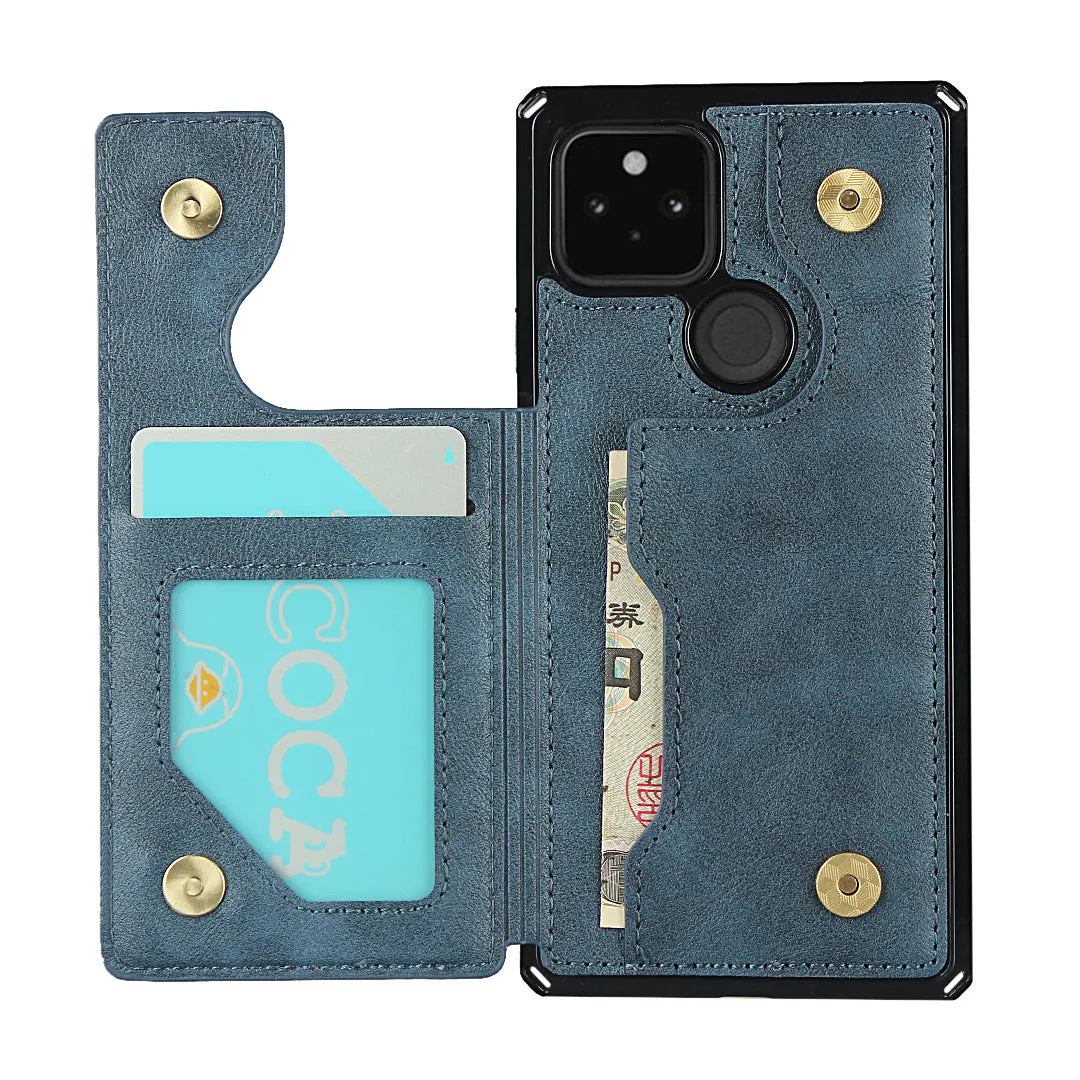 Shockproof phone case for Black Google Pixel 5, card slot wallet