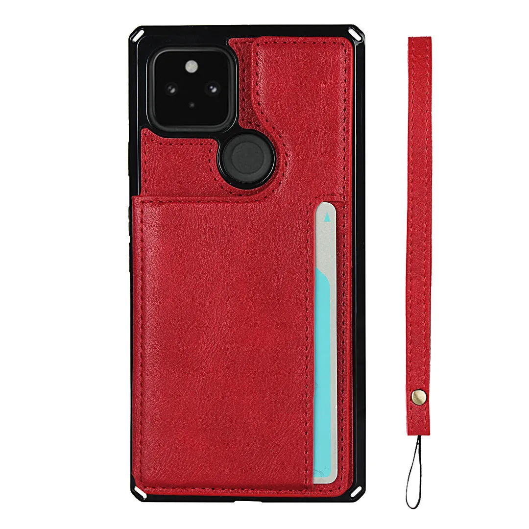 Shockproof phone case for Black Google Pixel 5, card slot wallet